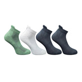 Multicolor unisex casual cotton printed ankle length socks: olive, off white, black pairing