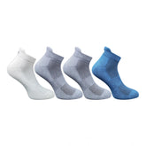 Multicolor unisex casual cotton printed ankle socks - Off white, dark grey, navy blue