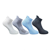 Multicolor unisex casual cotton ankle socks with off white, dark grey, sky blue, black patterns