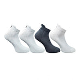 Multicolor unisex casual cotton printed ankle length socks (Light Grey, Light Grey, Black, Off White)