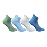Multicolor unisex casual cotton printed ankle socks: olive, sky blue, light grey, navy blue