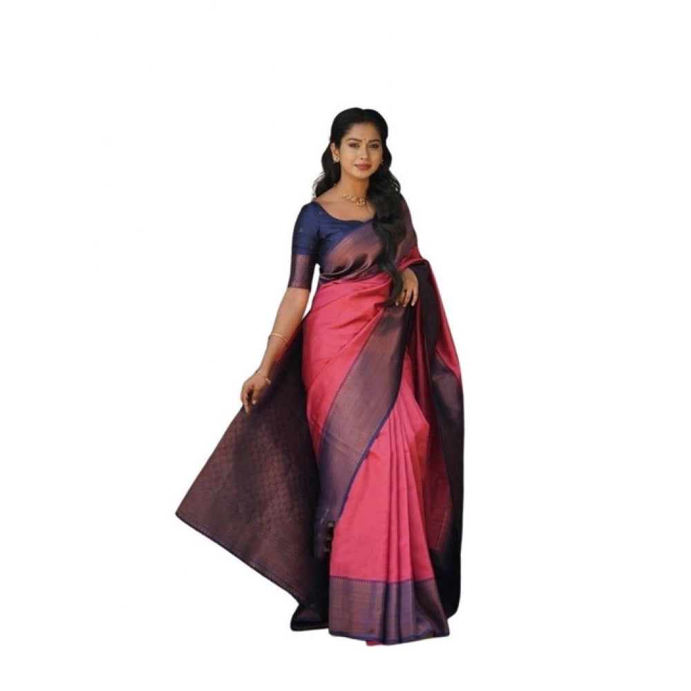 Red soft lichi silk printed saree with unstitched blouse (5.5mtr), luxurious Indian fashion wear
