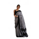 Soft Lilan printed saree with unstitched blouse (5.5mtr, black) - vibrant design for traditional Indian wear