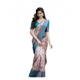 Multicolor soft lichi silk printed saree with unstitched blouse, vibrant Indian fashion accessory