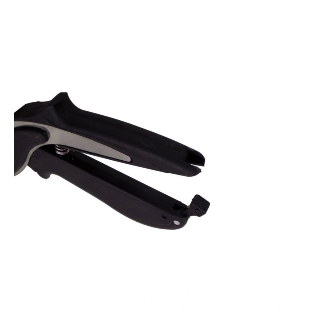 Assorted color pack 2-in-1 Clever Cutter: Food chopper, slicer, dicer for vegetables & fruit, features knife, bottle opener, peeler. Ergonomic design with silicone grips