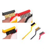 Assorted color small wire brush set for cleaning & rust removal, ideal for tough spots & stainless steel surfaces