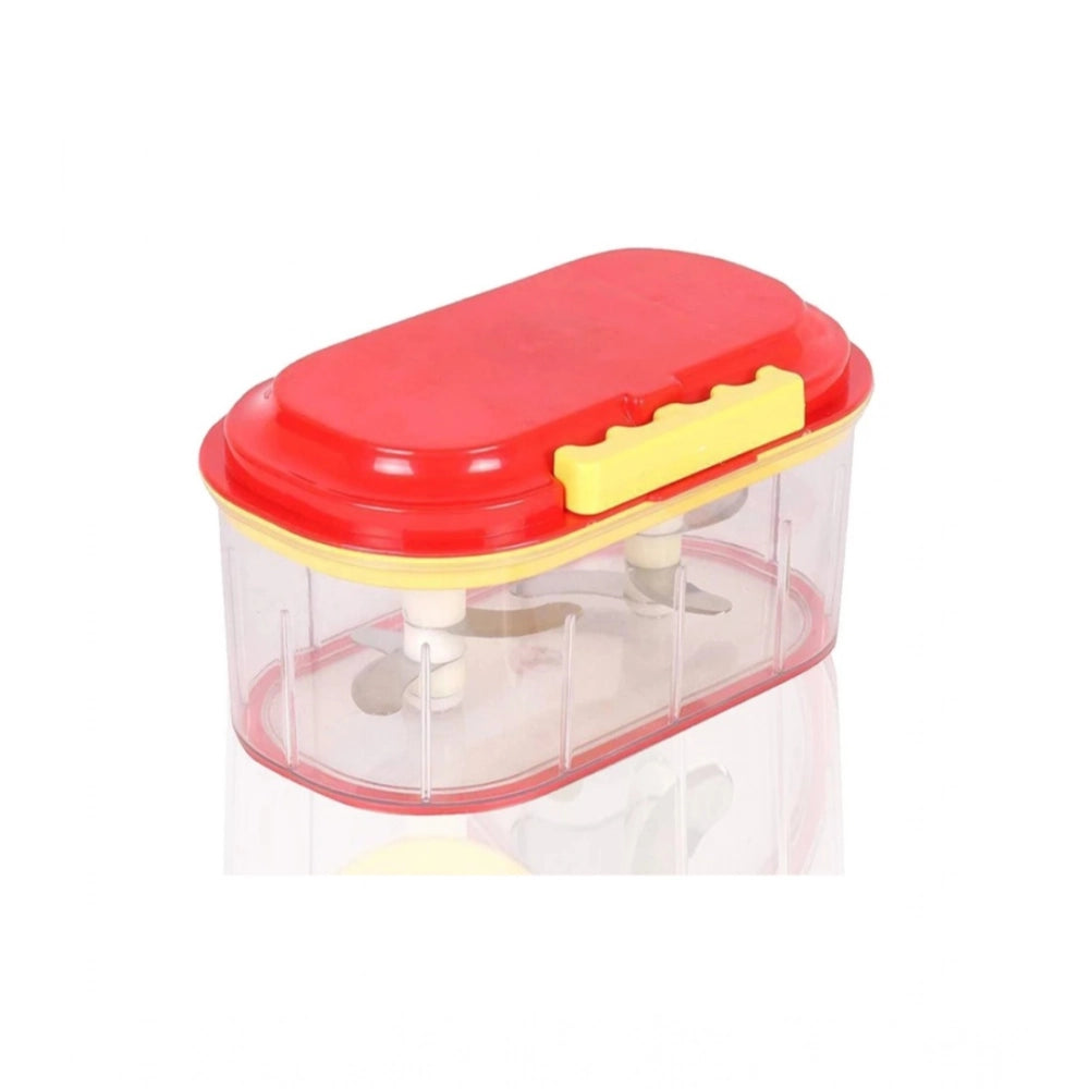 Assorted ABS twin bowl dual-blade hand chopper - manual food processor for vegetables & fruits, ideal for eco-friendly, portable prep