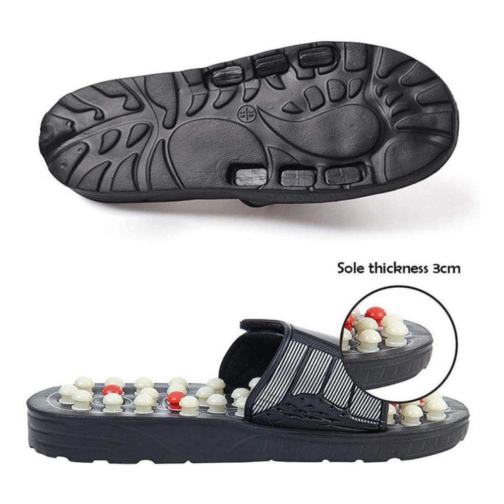 Black acupressure and magnetic therapy slippers for blood circulation, accupaduca unisex foot massager enhances energy levels and positive mental outlook, improves digestion and eye sight