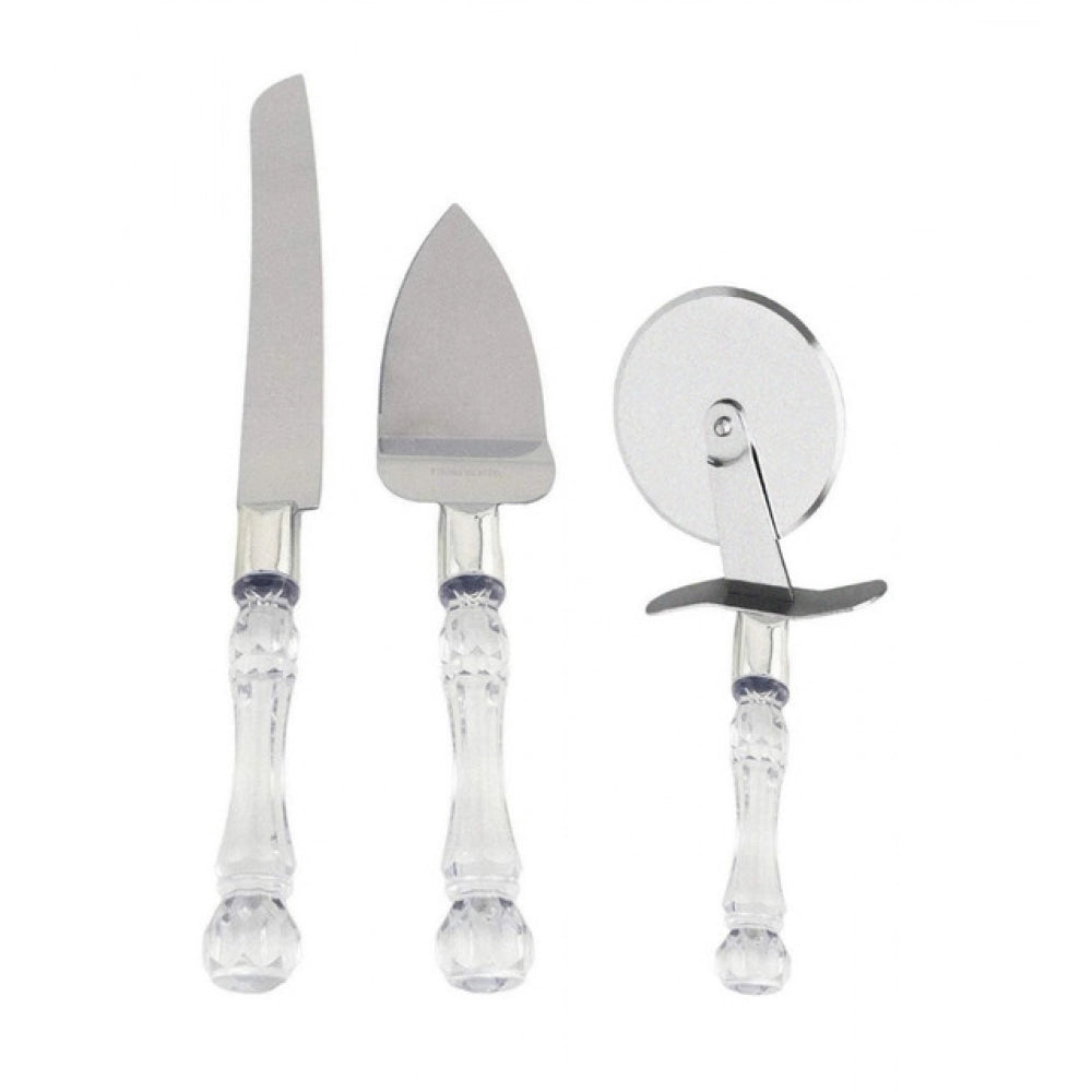 Assorted stainless steel cake cutting knife & server set for perfect slicing at weddings, parties, or daily use