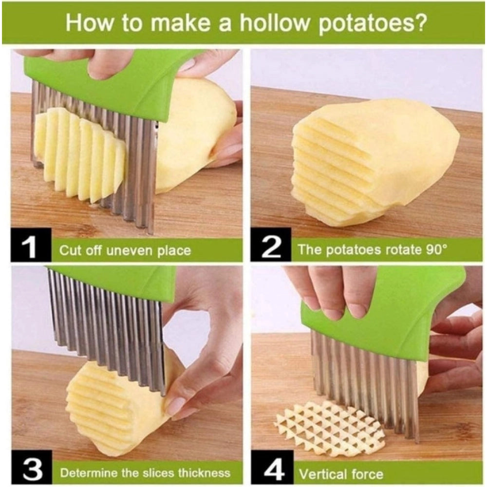Assorted wave shape stainless steel potato cutter & slicer - perfect for French fries & finger chips