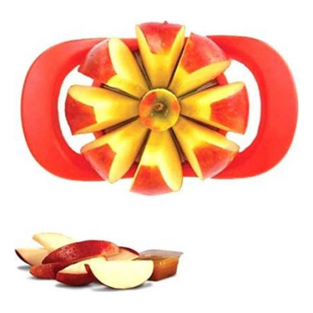 Assorted color pack of 3 stainless steel apple cutters, quick cutting fruit slicer and corer with sharp blade, easy to clean