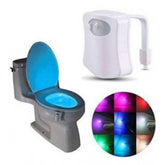 Assorted color LED motion sensor night light, modern design for 2-piece toilet bowl lamp. Auto-sensing device, easy installation, stylish PVC neck