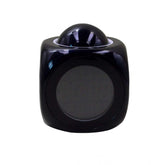 Black digital LCD alarm clock with voice projection, easy-to-read bold fonts, indoor temperature display, and adjustable projecting angle