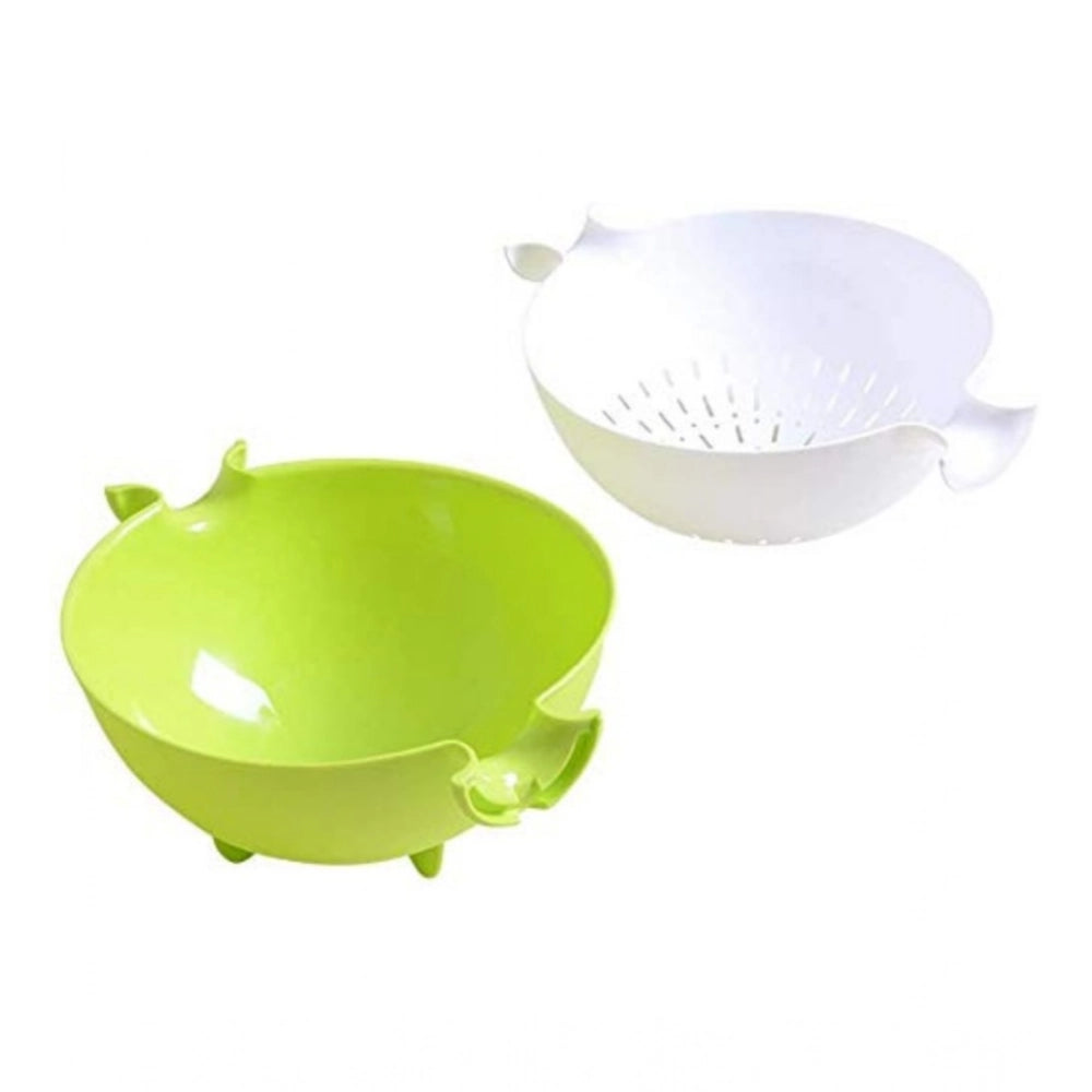 Multifunctional Assorted vegetable & fruit draining basket, colander with holes & bowl for easy straining & drainage. Space-saving design for kitchen convenience