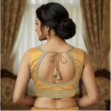 Beige Zimmi Choo sequin work V-neck padded blouse (self-alterable 36-40), ready-to-wear office-appropriate fashion on model