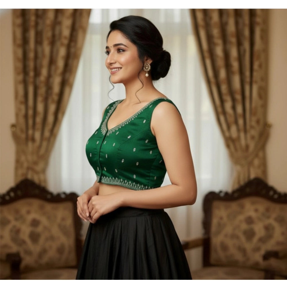 Green Zimmi Choo sequin work padded v-neck blouse, self-alterable size 36-40 on model