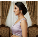 Lavender Zimmi Choo sequin work V-neck padded blouse (self-alterable 36-40) - women's fashion blouse with back hook closure, sleeveless design