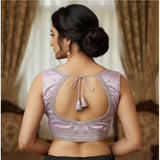 Lavender Zimmi Choo sequin work V-neck padded blouse (ready sizes 36-40) - fashionable, professional wear on model