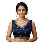 Navy Zimmi Choo sequin work V-neck padded blouse self-alterable for women (38)