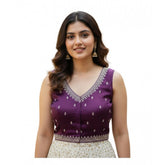 Purple Zimmi Choo sequin work padded V-neck blouse (ready size 38, self-alterable 36-40)