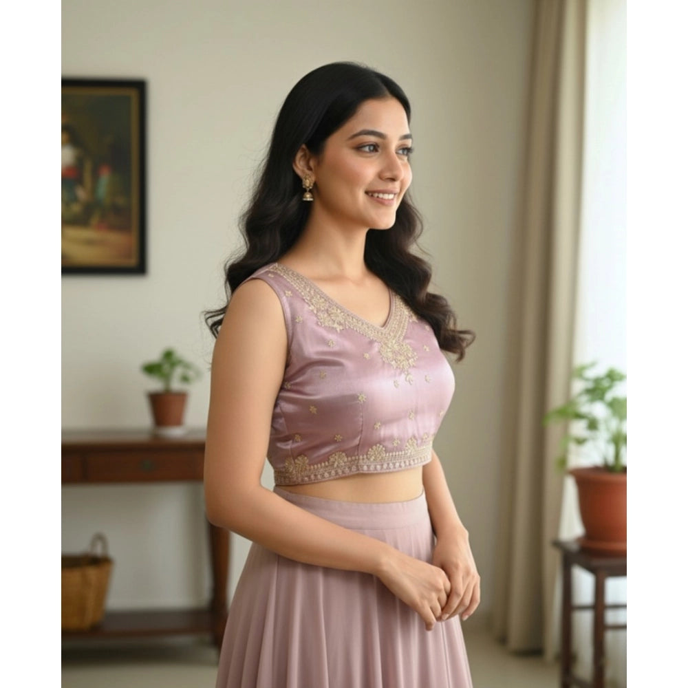 Lavender embroidered Zimmi Choo padded blouse (self-alterable 36-40) on mannequin