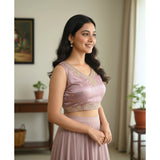 Lavender embroidered Zimmi Choo padded blouse (self-alterable 36-40) on mannequin