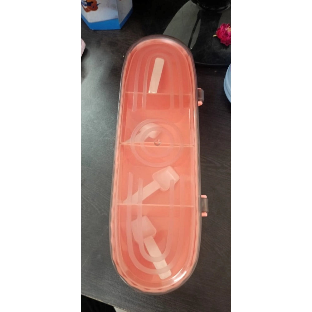 Multicolor plastic organizer box with grid design, durable for everyday use, made in India with included spoon