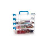 Multi-colored plastic storage box with four layers for organizing items, perfect for home or office use