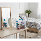 Multicolor plastic storage container with four detachable layers for organizing items, saving space in home or office
