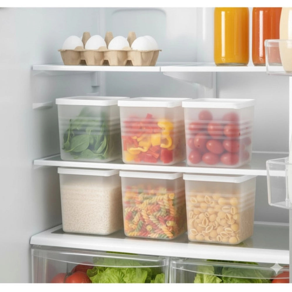 Multicolor plastic stackable food storage box set, organizes kitchen essentials effectively