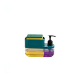 Multicolor plastic 3-in-1 liquid soap dispenser with sponge holder for easy, quick dispensing