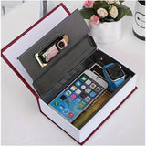 Brown hardcarbon tabletop locker book safe with number lock, secret storage for personal items on wooden surface