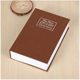 Brown hardcarbon tabletop book safe with number locker, ideal for secure storage of personal documents