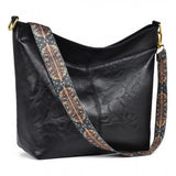 Black PU leather zipper handbag for women, medium-sized accessory