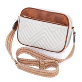 White PU leather zipper sling bag, medium size for women's fashion accessories