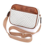 White PU leather zipper sling bag, medium size for women's fashion accessories