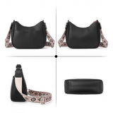 Black PU leather sling bag with zipper closure (medium size)