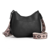 Women's PU Leather Zipper Sling Bag (Black)