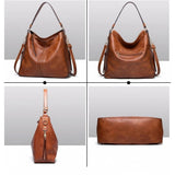 Brown PU leather zipper handbag - medium size, versatile accessory for women