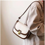 Beige PU leather zipper sling bag, medium size for women's fashion accessory