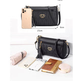 Black PU leather zipper sling bag, medium size for women's fashion accessories