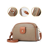 Khaki PU leather zipper sling bag for women, medium size with versatile style