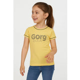 Yellow cotton printed round neck t-shirt for girls, perfect casual wear