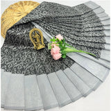 Women's Soft Silk Printed Saree With Unstitched Blouse 5.5Mtr (Grey)