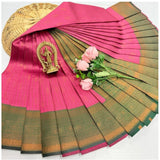 Soft pink silk saree with unstitched blouse (3D embossed pattern), 5.5mtr length for women's traditional wear