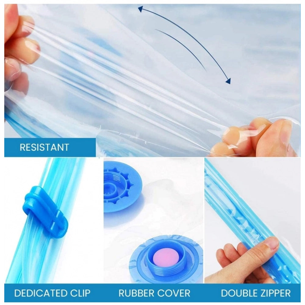 Plastic vacuum storage bags with hand pump for compressing clothes, bedding, and blankets - maximize space efficiently