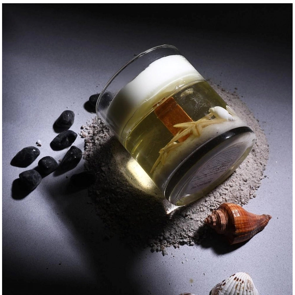 Soy wax, glass gel candle star fish design. Natural soya wax for clean, long-lasting burn in stylish reusable holder