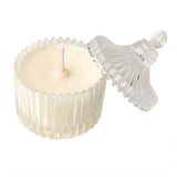 Soya wax glass candle in candy jar, decorative home accessory for desk, shelf, or gift-giving