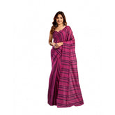 Magenta faux linen printed ready-to-wear saree with unstitched blouse (5.5 mtr)