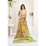 Women's Faux_Linen Printed Ready-to-Wear Saree With Unstitched Blouse 5.5 Mtr (Multicolor)